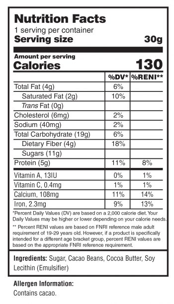 Godel 50% Nutrition Facts