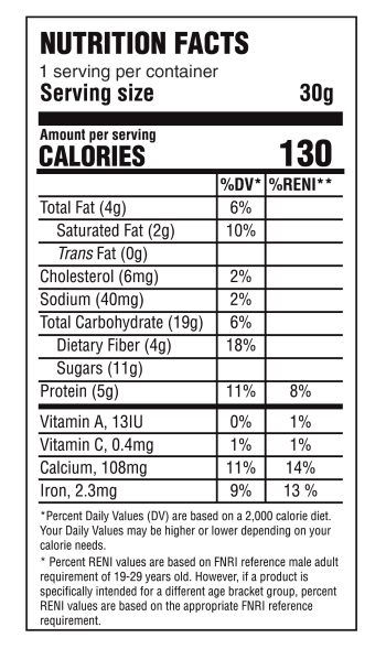 Godel 50% Milk Nutrition Facts