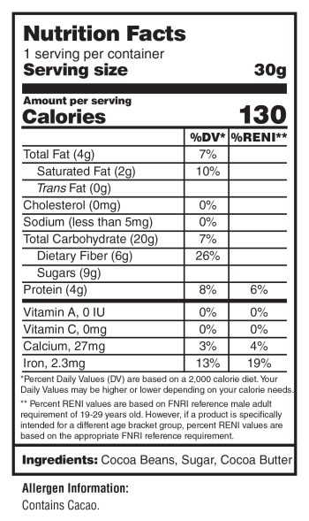 Godel 70% Nutrition Facts